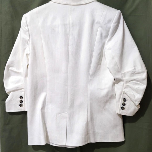 $395 Unworn Cinq A Sept Khloe White Denim Blazer - Picture 9 of 10